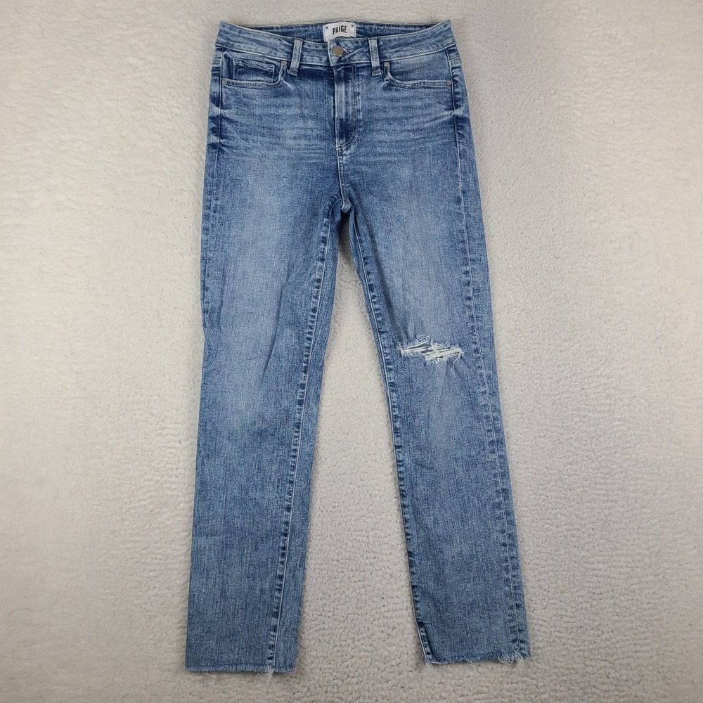 PAIGE Jeans Womens 28 Blue Hoxton Slim Aloha Destructed Light Wash Denim